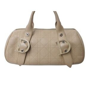 Dior Leather Cannage Logo Beige Tan Hardware Christian Bag Boston